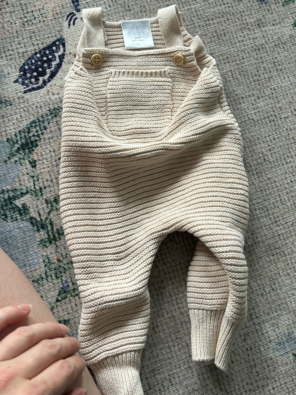 Mebie baby Cream Knit Overalls